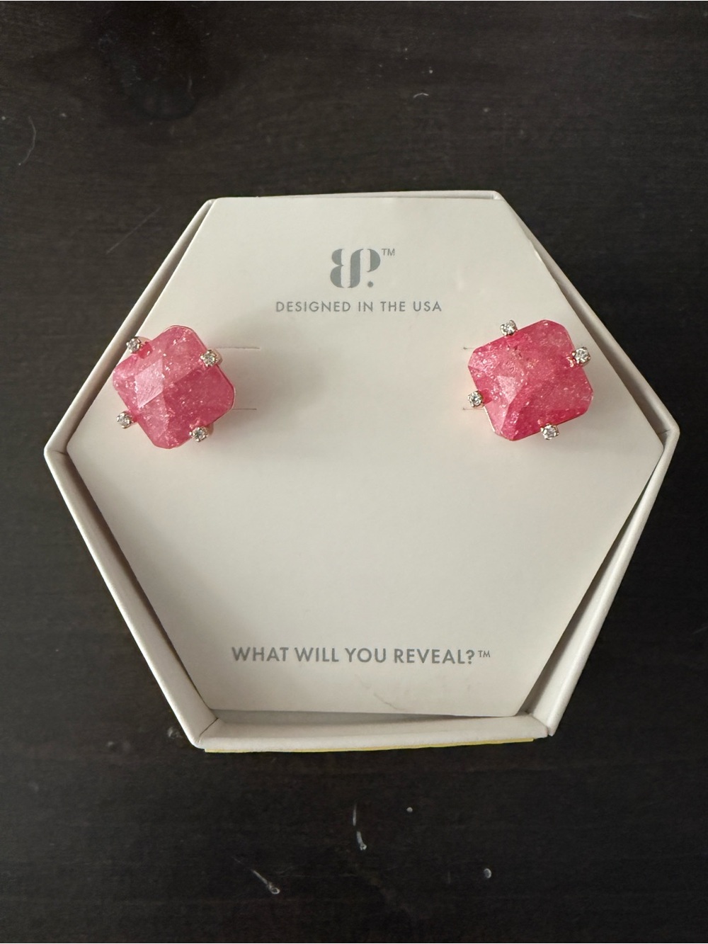 Bomb Party Ever Fleeting Pink Faceted Crystal Cluster Stud Earrings gold plating